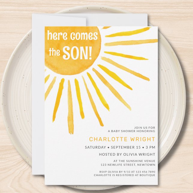 Här kommer pojkens babyskor inbjudningar (Skapare uppladdad)