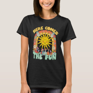 Här kommer rolig brudtärna retro 70-tal möhippa t shirt