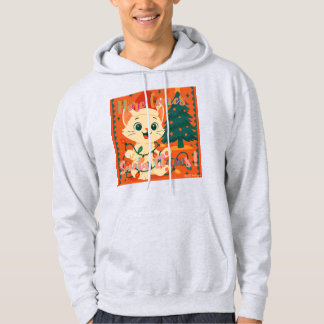 Här kommer Santa Claws! Rolig Santa katt Hoodie