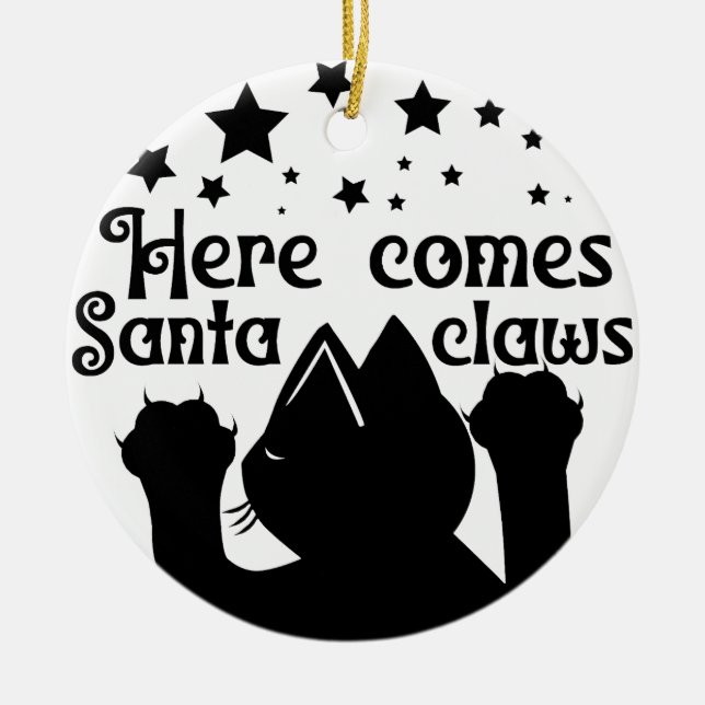 Här kommer Santa Klo | Dubbla sida vid sida Julgransprydnad Keramik (Framsidan)
