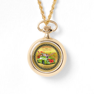 Här kommer Santa tass hund jul parad lastbil Armbandsur