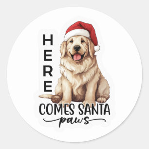 Här kommer Santa tassar Runt Klistermärke