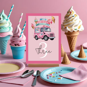 Här kommer skotten! Ice Cream Lastbil Birthday Bordsnummer