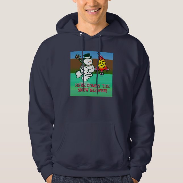 Här kommer snöblåsaren, jul som humorn utrustar! munkjacka (Framsida)