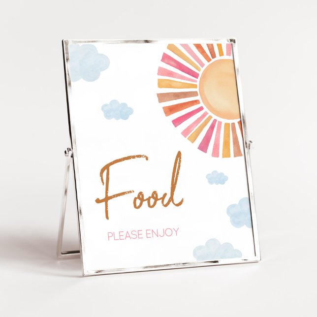 Här kommer Sol-babyskor Poster (Sunshine Baby Shower Food Sign)