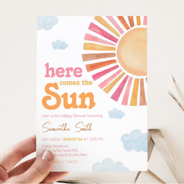 Här kommer Sol-barnskåran Inbjudningar (Sunshine Baby Shower Invitation)