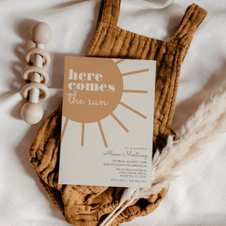 Här kommer Sol | Boho Baby Shower-inbjudan Inbjudningar