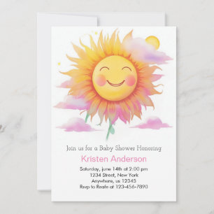 Här kommer Sol Boho Girl Baby Shower Inbjudningar