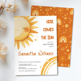 Här kommer Sol | Boho Rainbow Baby Shower Inbjudningar