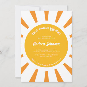 Här kommer Sol Boho Sunshine Cute Baby Shower Inbjudningar