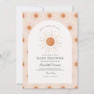 Här kommer sol Burnt Orange Sol Baby Shower Inbjudningar