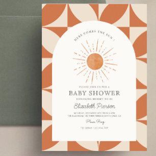 Här kommer sol Burnt Orange Sol Baby Shower Inbjudningar
