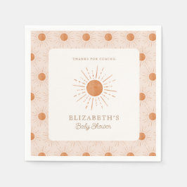 Här kommer sol Burnt Orange Sol Baby Shower Pappersservett