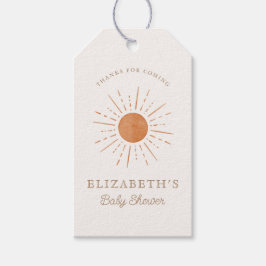 Här kommer sol Burnt Orange Sol Baby Shower Presentetikett