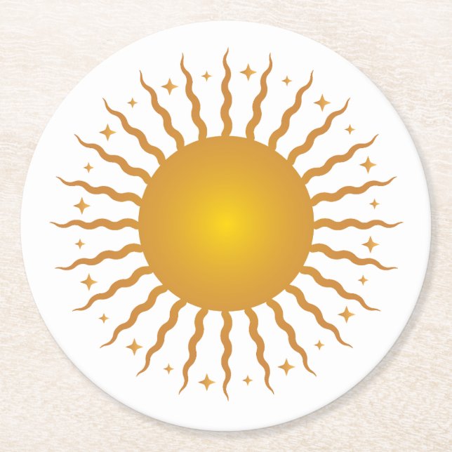 Här kommer Sol Pappra Underläggen Underlägg Papper Rund (Framsidan)