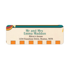 Här kommer sol Retro Baby Shower Returadress Etikett