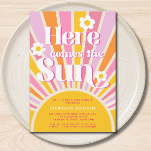 Här kommer Sol Sunshine Girl Baby Shower Inbjudningar