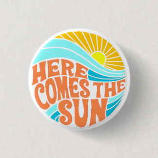 Här kommer Sol Tee, Retro Stil, Hippie Stil Knapp