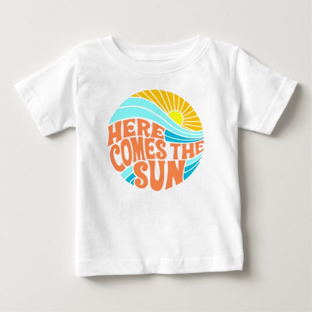 Här kommer Sol Tee, Retro Stil, Hippie Stil T Shirt (Framsida)