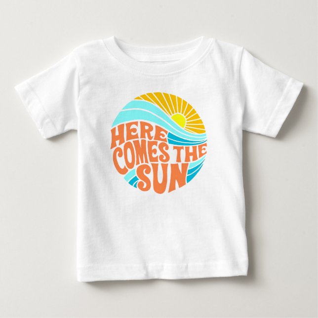 Här kommer Sol Tee, Retro Stil, Hippie Stil T Shirt (Framsida)