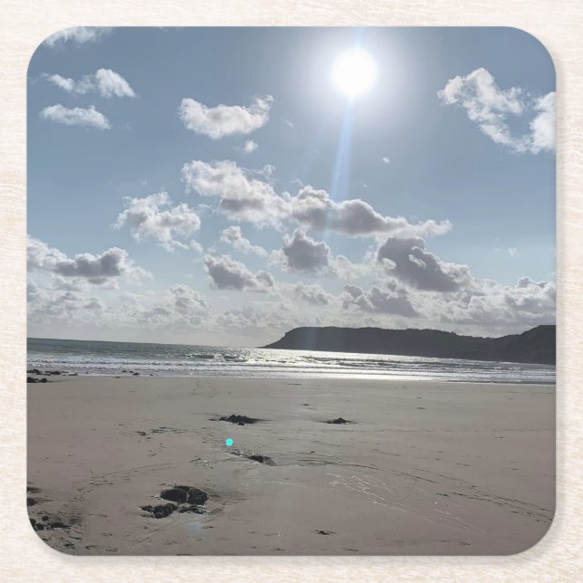 Här kommer sol Underlägg Papper Kvadrat (Framsidan)