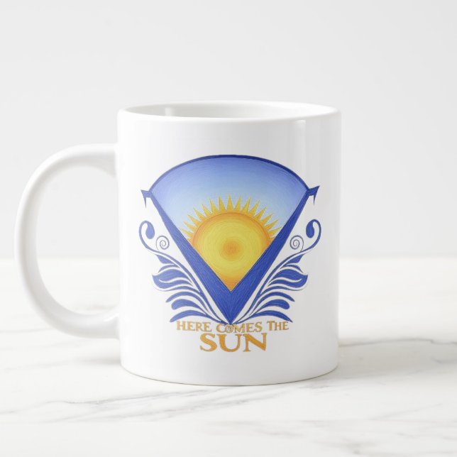 Här kommer Sol - Vibrant Sunrise-grafik Jumbo Mugg (Vänster)