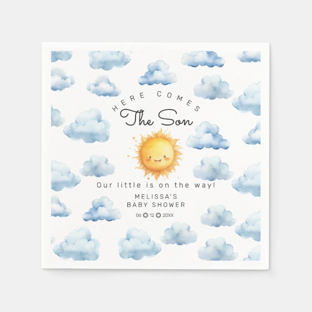 Här kommer solen Baby Boy Shower Pappersservett (Framsidan)