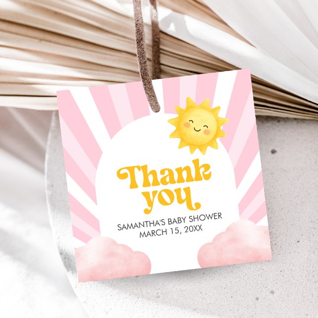 Här Kommer Solen Baby Shower Gåvor Etiketter (Sunshine Baby Shower Favor Tags)