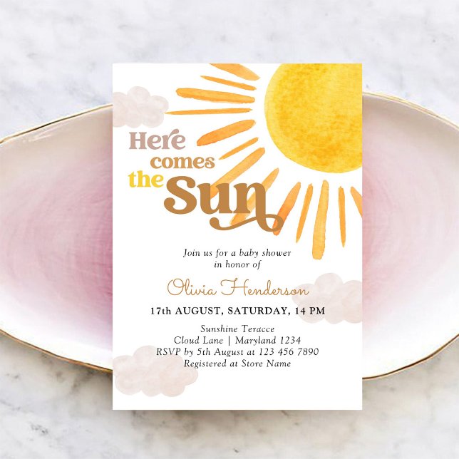 Här kommer solen Baby Shower Inbjudan (Skapare uppladdad)