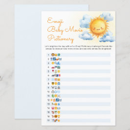 Här kommer solen Baby Shower Pictionary-spel