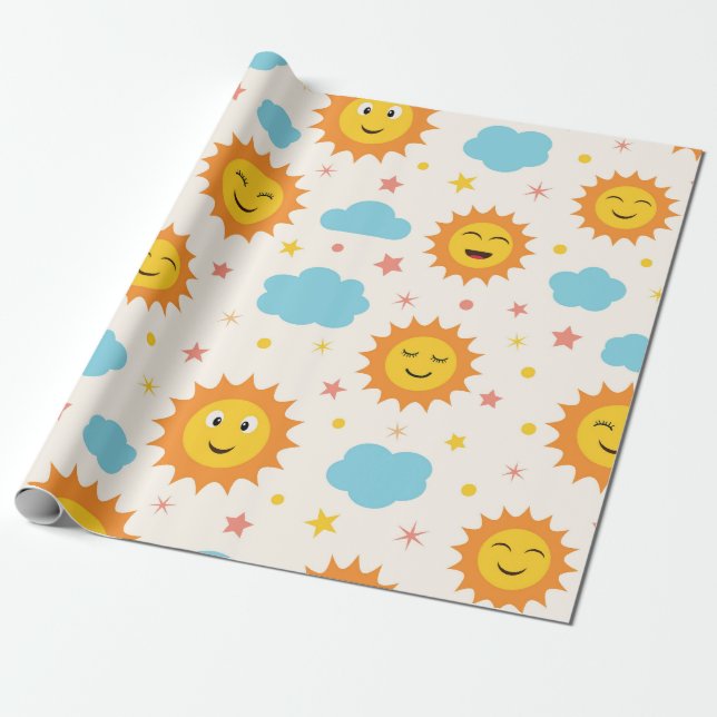 Här Kommer Solen Baby Shower  Presentpapper (Utrullad)