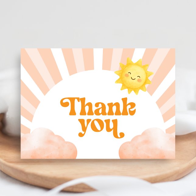 Här Kommer Solen Baby Shower Tacksamhetskort Tack Kort (Sunshine Baby Shower Thank You Card
)