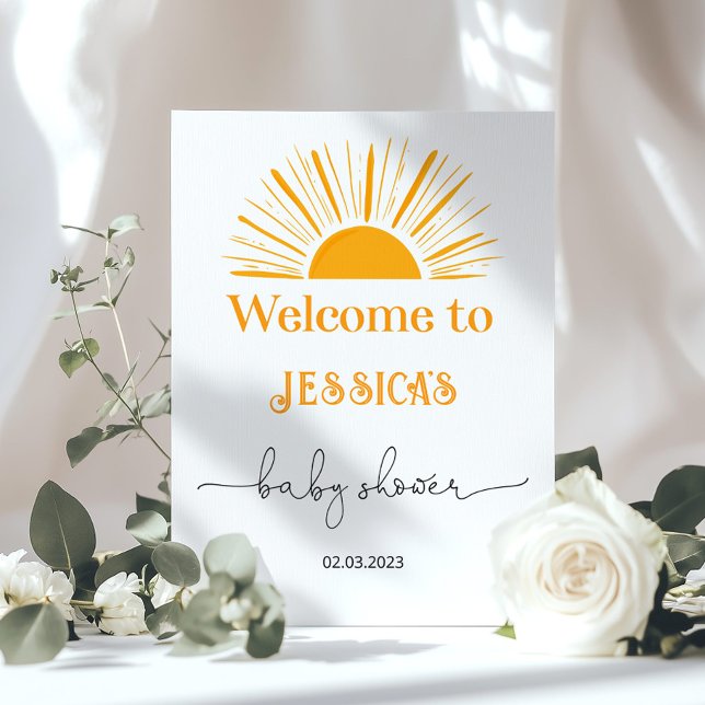 Här kommer solen baby shower välkomst poster (Skapare uppladdad)