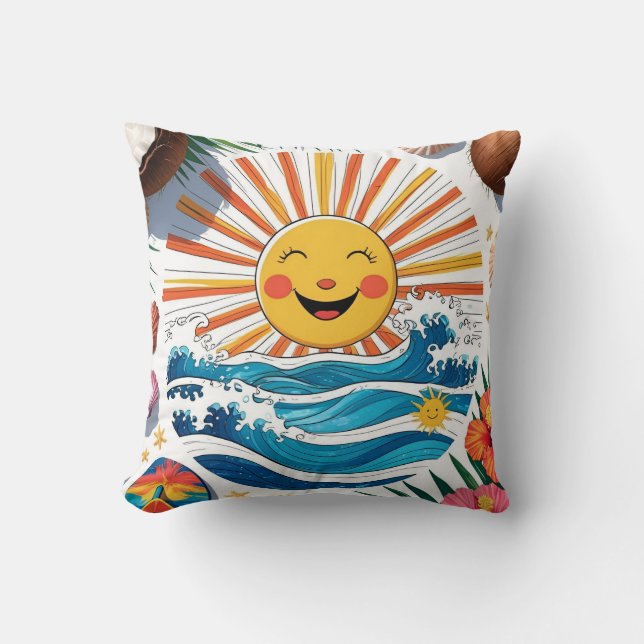 Här Kommer Solen – Boho Strand Kastar Kudd Kudde (Framsida)