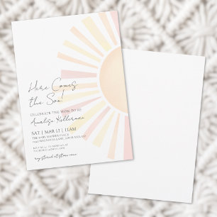 Här kommer solen Boho Sun Baby Shower Inbjudningar