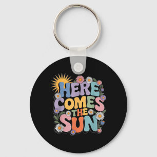 Här Kommer Solen Retro Blomma Vår Glad Sommar Nyckelring