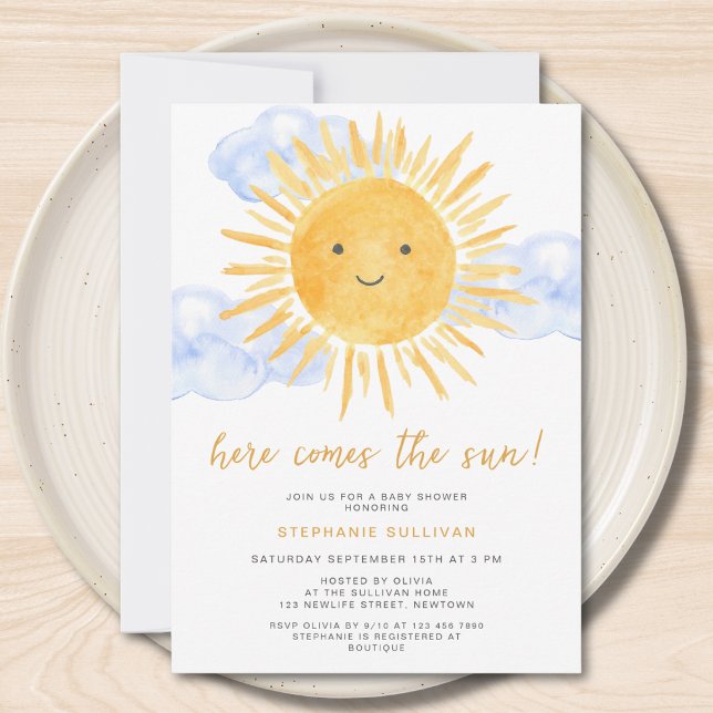 Här kommer solens baby shower för pojkar inbjudningar (Skapare uppladdad)