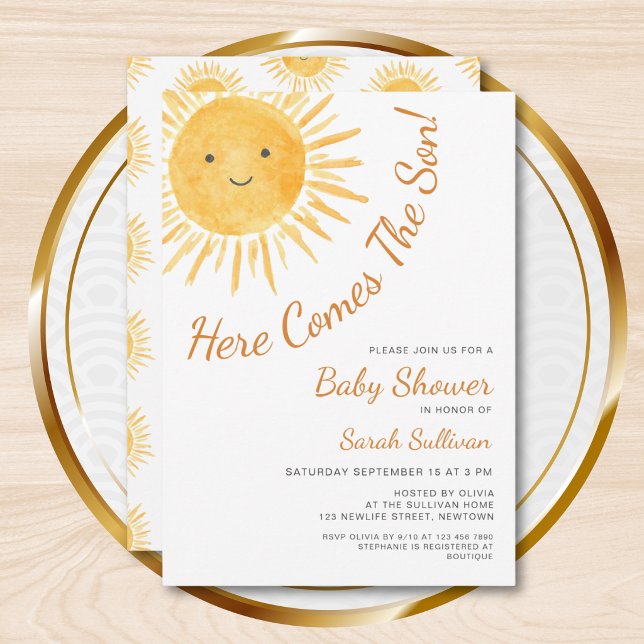 Här Kommer Solson Babyshower Inbjudningar (Skapare uppladdad)