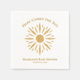 Här kommer Son Anpassningsbar Baby Shower Napkin Pappersservett