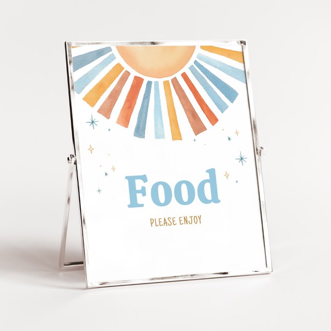 Här kommer Son Baby Shower Food Poster (Boho Sunshine Baby Shower Food Sign)