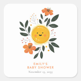 Här kommer Son Baby Shower Fyrkantigt Klistermärke