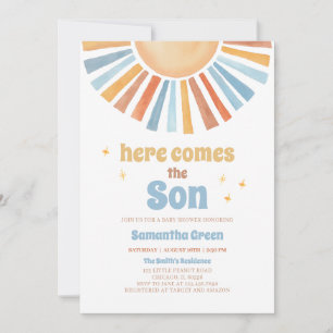Här kommer Son Baby Shower Inbjudningar