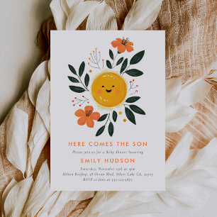 Här kommer Son Baby Shower Inbjudningar