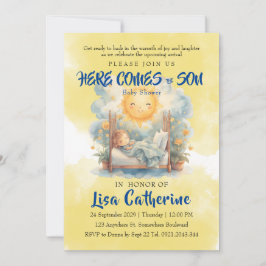 Här kommer Son Baby Shower Inbjudningar
