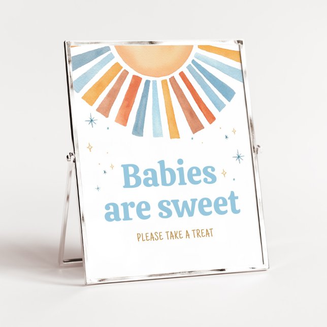 Här kommer Son Baby Shower Spädbarn är Sweet Poster (Boho Sunshine Baby Shower Babies are Sweet Sign)