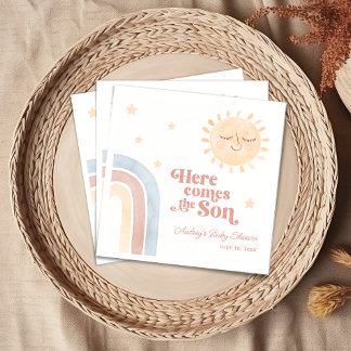 Här kommer Son Boho Baby Shower Pappersservett