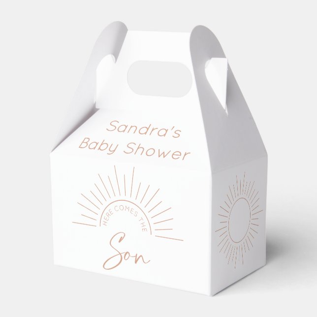 Här kommer Son Boho Baby Shower Presentaskar (Framsidan Sidan)