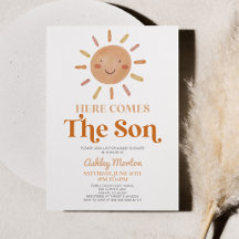 Här kommer Son Boho Bohemian Retro Baby Shower