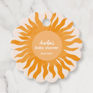 Här kommer son Boho gult Baby Shower Gåvor Etiketter
