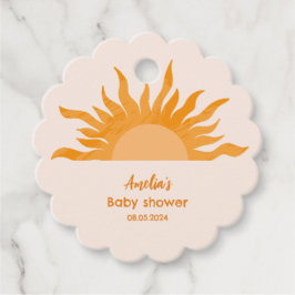 Här kommer son Boho gult Baby Shower Gåvor Etiketter